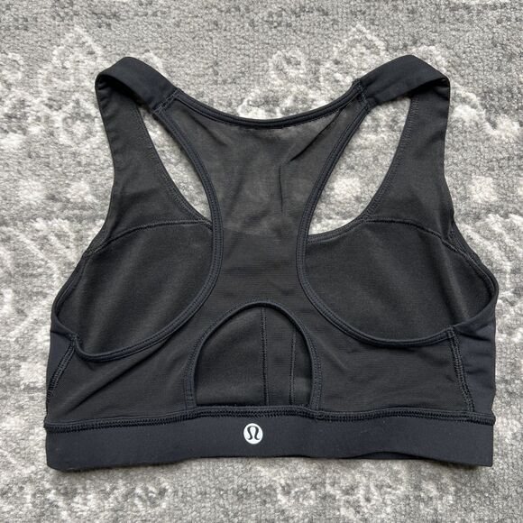 Lululemon Racerback Athletic Sports Bra Women's Size 4 Black Mesh Keyhole EUC - Picture 2 of 6